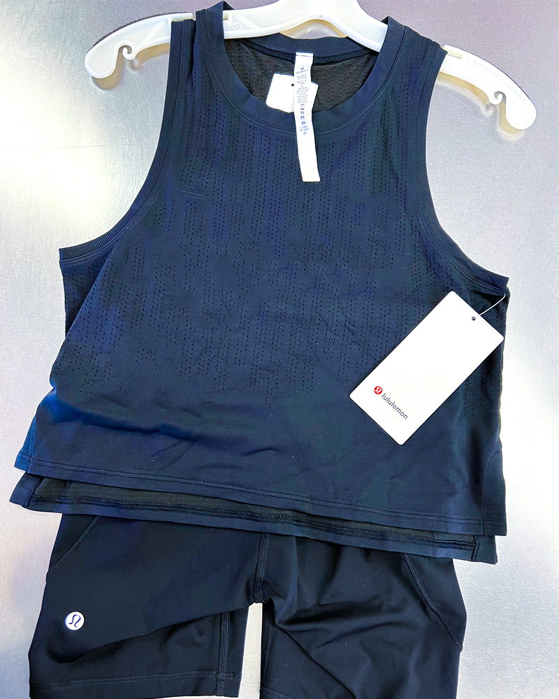 LuLuLemon black athleisure tank top and shorts set