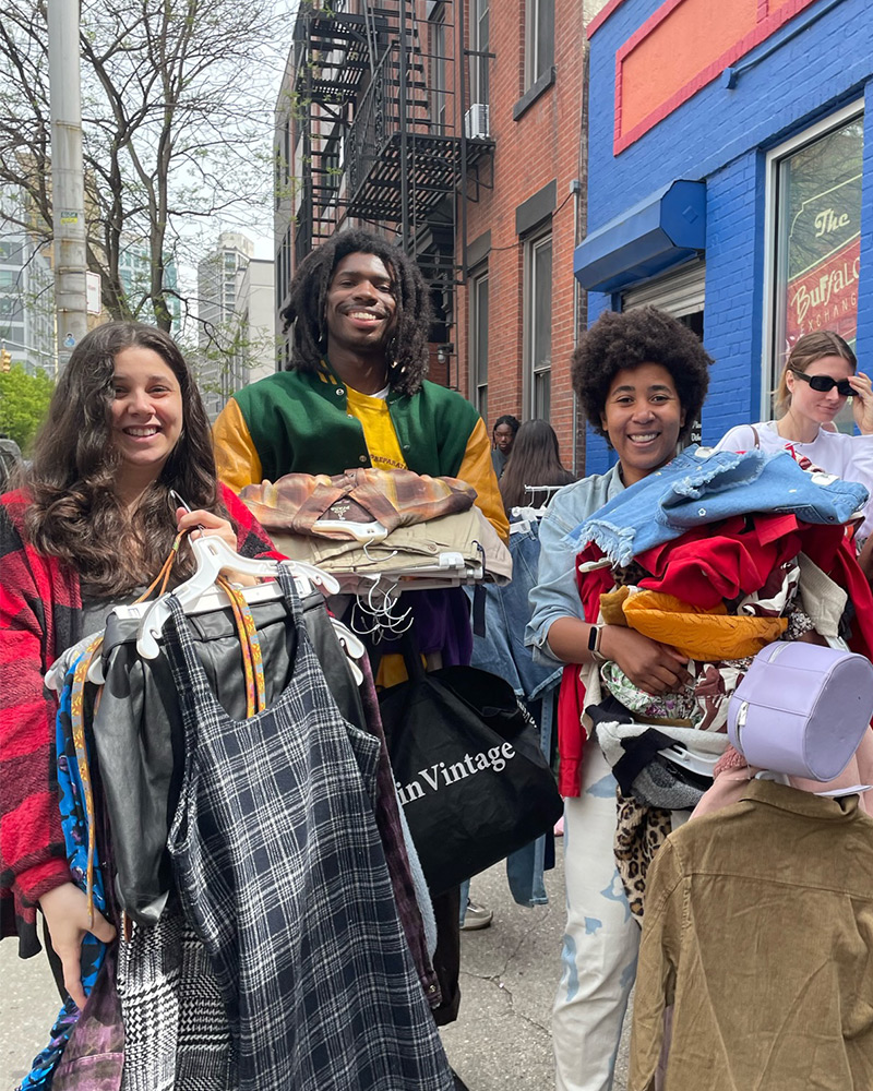 Friends shopping sale Three friends shopping the $1 sale