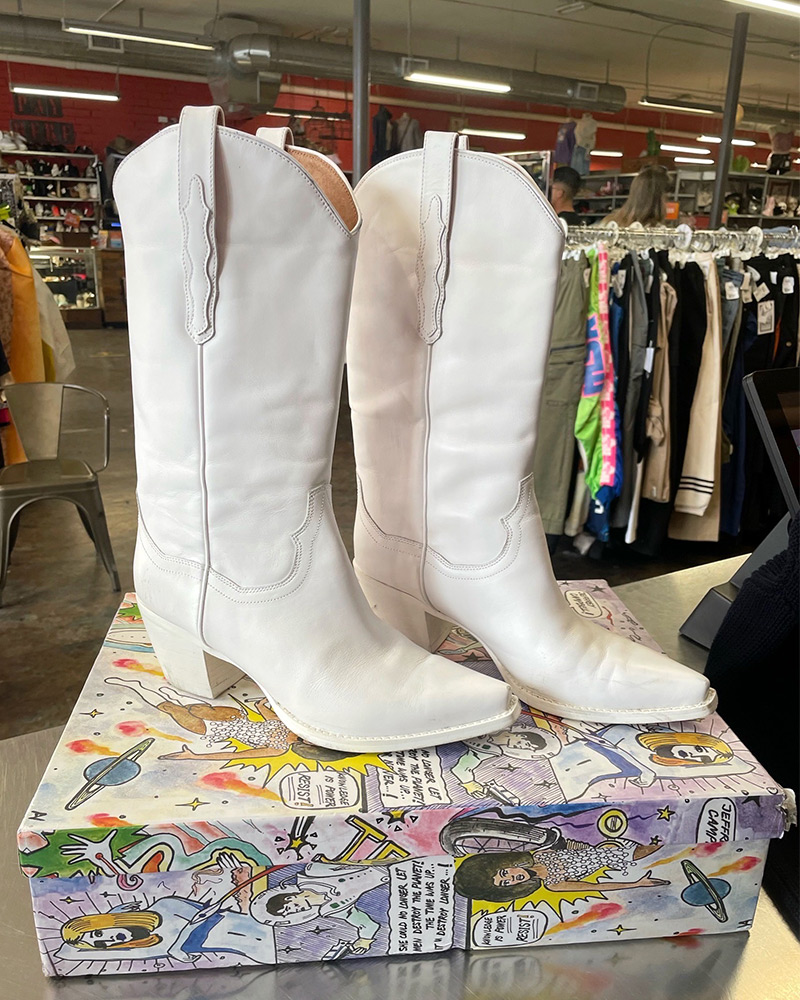 Blog-19-Edited All white Jeffrey Campbell western boots sit on top of their box