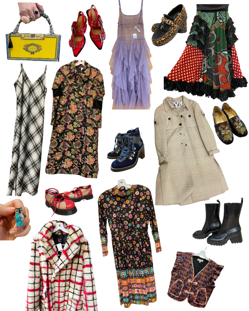 collage of clothing items